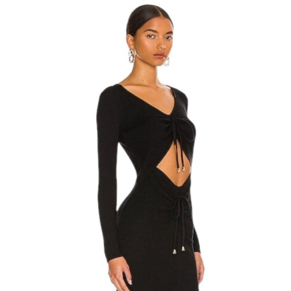 More To Come Black Maxi Dress with front detail